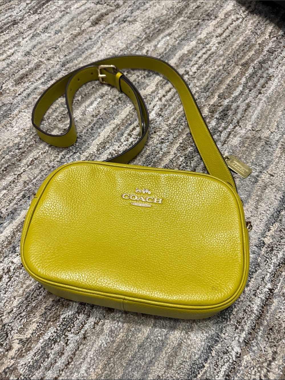 COACH Chartreuse Pebbled Leather Crossbody Bag